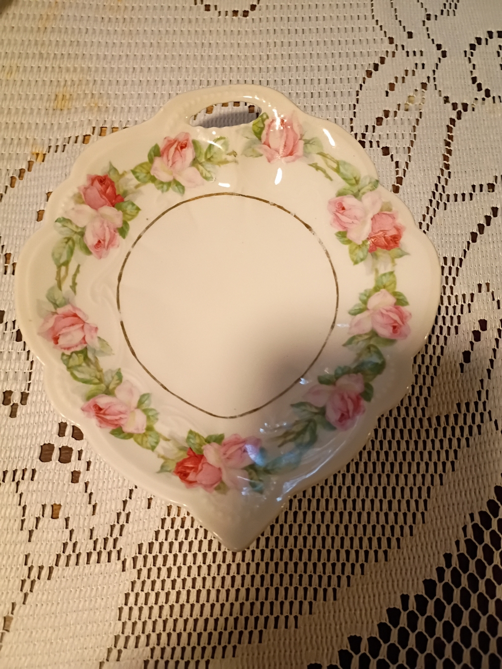 Pink Rose Porcelain Serving / Trinket Plate - Elegant Floral Design
